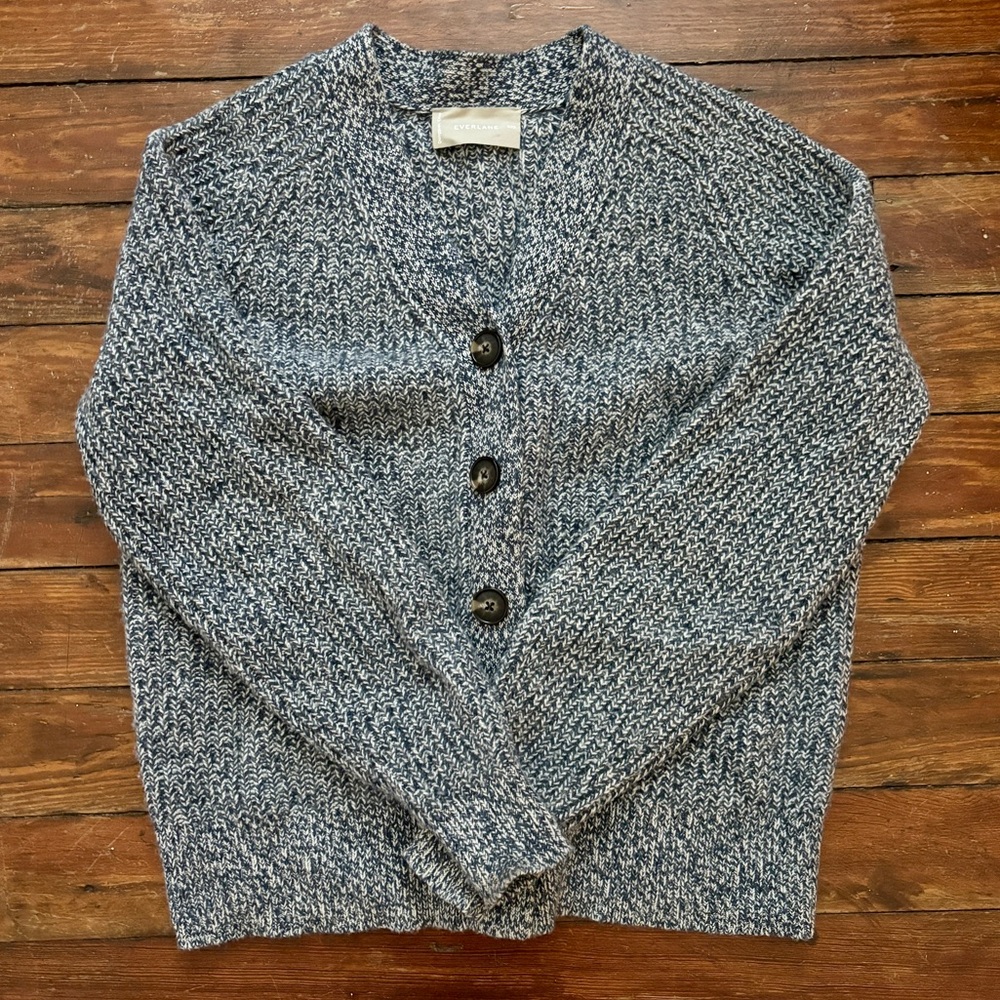 Everlane blue marl 100% wool cardigan